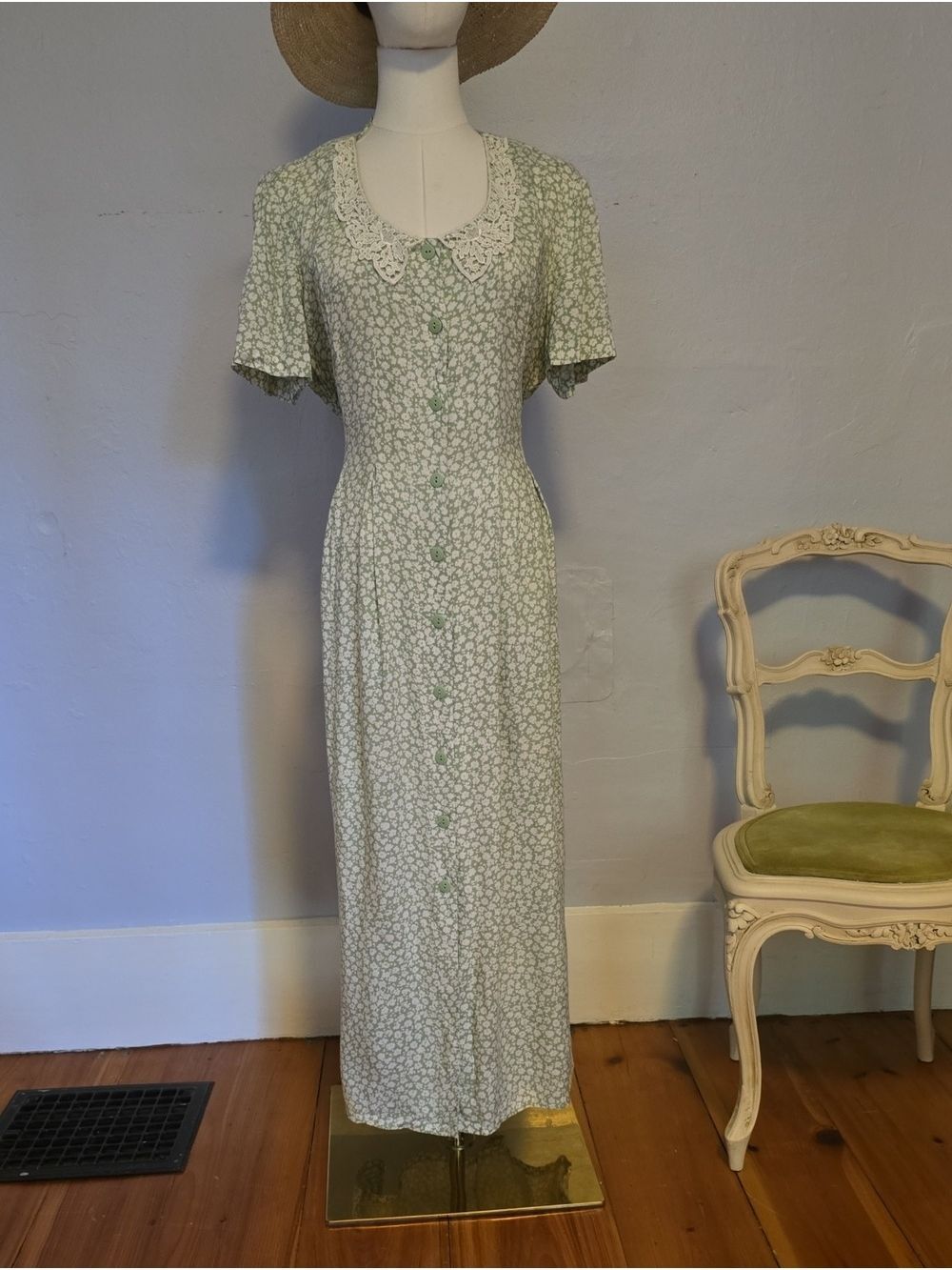 Vintage Jamie Brooke Sweet Floral Lace Collar Dress Size 14
